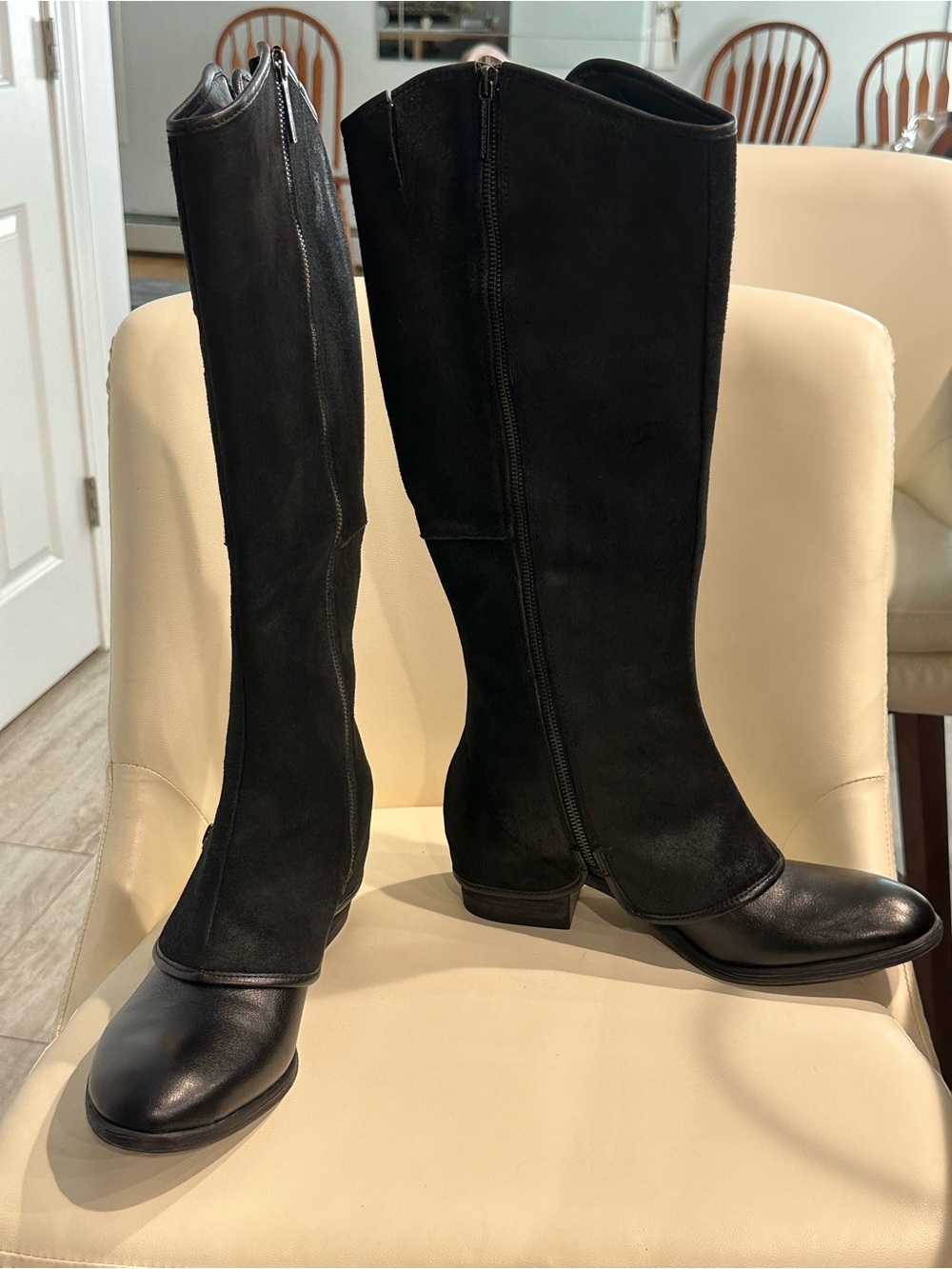 Donald J Pliner Black Suede Leather Tall Riding Boots Devi6 Size 9M